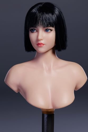 Escultura de cabeza femenina a escala 1:6, diseño de ojos móviles, escultura de cabeza de niña asiática para figuras de acción de 12 pulgadas YMT101A
