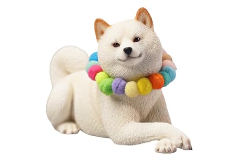 JXK Collectible Dog Figure: Prone Postion Shiba lnu, Expertly Hand-Pai