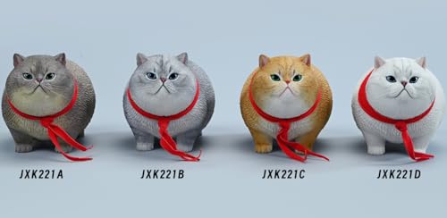 HiPlay JXK Collectible Cat Figure: Fat Cat 5.0, Expertly Hand-Painted, Lifelike, Safe Resin, 1:6 Scale Miniature Animal Figurine