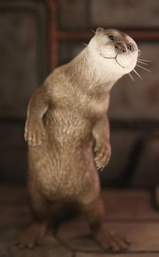 HiPlay JXK Collectible Otter Figure: Eurasian River Otter, Expertly Hand-Painted, Lifelike, Safe Resin, 1:6 Scale Miniature Animal Figurine