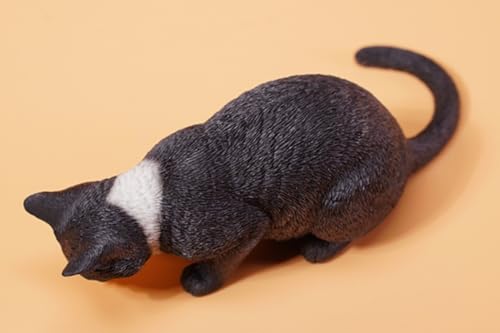 HiPlay JXK Collectible Cat Figure: Cats Eat Food, Expertly Hand-Painted, Lifelike, Safe Resin, 1:6 Scale Miniature Animal Figurine