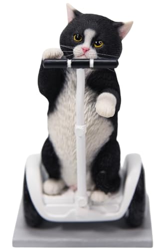 HiPlay JXK Collectible Cat Figure: Gray Standing Cat, Expertly Hand-Painted, Lifelike, Safe Resin, 1:6 Scale Miniature Animal Figurine