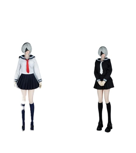 Ropa para muñeca femenina a escala 1/6: Conjunto de traje de baño de uniforme escolar