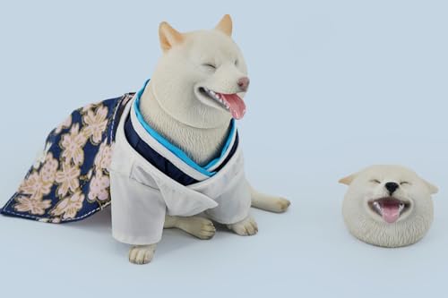 HiPlay JXK Collectible Dog Figure: Shiba Inu, Expertly Hand-Painted, Lifelike, Safe Resin, 1:6 Scale Miniature Animal Figurine