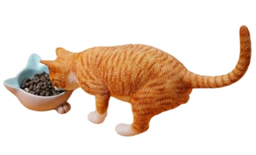 HiPlay JXK Collectible Cat Figure: Cats Eat Food, Expertly Hand-Painted, Lifelike, Safe Resin, 1:6 Scale Miniature Animal Figurine