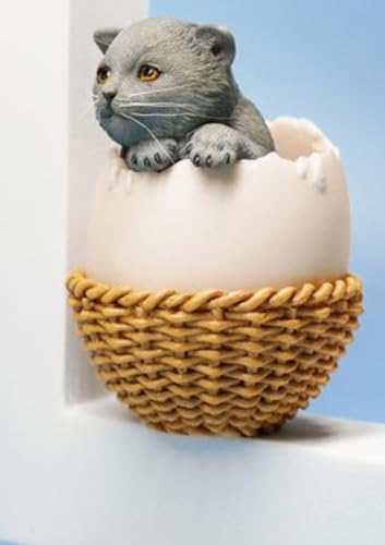 HiPlay JXK Collectible Cat Figure: The Cat in The Eggshell, Expertly Hand-Painted, Lifelike, Safe Resin, 1:6 Scale Miniature Animal Figurine