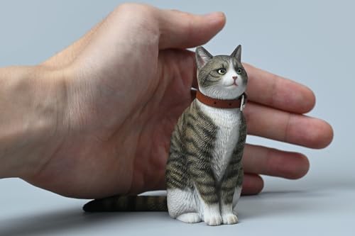 HiPlay JXK Collectible Cat Figure: Felis Catus, Expertly Hand-Painted, Lifelike, Safe Resin, 1:6 Scale Miniature Animal Figurine