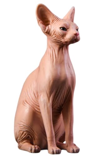 HiPlay JXK Collectible Cat Figure: Canadian Hairless, Expertly Hand-Painted, Lifelike, Safe Resin, 1:6 Scale Miniature Animal Figurine