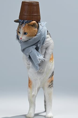 HiPlay JXK Collectible Cat Figure: The Bathhouse Cat, Expertly Hand-Painted, Lifelike, Safe Resin, 1:6 Scale Miniature Animal Figurine