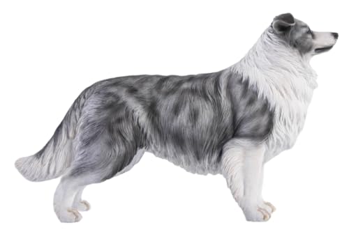 HiPlay JXK Collectible Dog Figure: Border Collie, Expertly Hand-Painted, Lifelike, Safe Resin, 1:6 Scale Miniature Animal Figurine