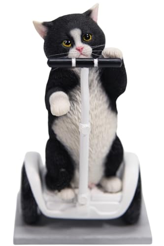 HiPlay JXK Collectible Cat Figure: Gray Standing Cat, Expertly Hand-Painted, Lifelike, Safe Resin, 1:6 Scale Miniature Animal Figurine