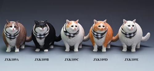 HiPlay JXK Collectible Cat Figure: Change Head Fat Cat, Expertly Hand-Painted, Lifelike, Safe Resin, 1:6 Scale Miniature Animal Figurine