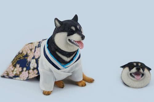 HiPlay JXK Collectible Dog Figure: Shiba Inu, Expertly Hand-Painted, Lifelike, Safe Resin, 1:6 Scale Miniature Animal Figurine