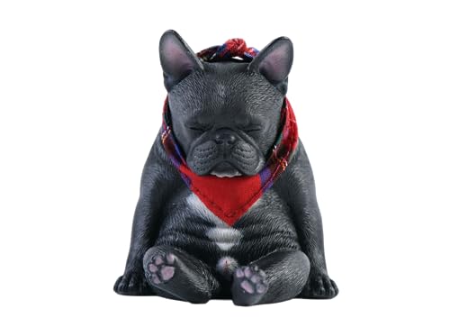 Figurine de collection JXK : bouledogue français, peinte à la main avec soin, réaliste, en résine, miniature à l'échelle 1:6, JXK045A