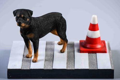 HiPlay JXK Collectible Dog Figure: Rottweiler, Expertly Hand-Painted, Lifelike, Safe Resin, 1:12 Scale Miniature Animal Figurine JXK042