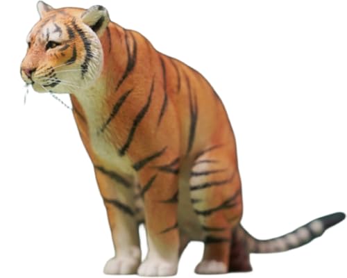 HiPlay JXK Collectible Tiger Figure: Half-crouched Tiger, Expertly Hand-Painted, Lifelike, Safe Resin, 1:12 Scale Miniature Animal Figurine