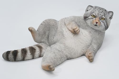 HiPlay JXK Collectible Cat Figure: Otocolobus Manul, Expertly Hand-Painted, Lifelike, Safe Resin, 1:6 Scale Miniature Animal Figurine