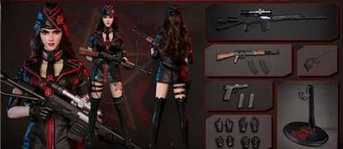 HiPlay FLAGSET Collectible Figure Full Set: Red Alert Mobilize Troops, Nastya, Anime Style, Seamless Design, 1:6 Scale Miniature Female Action Figurine 73048A