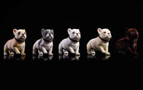 HiPlay JXK Collectible Dog Figure: Bulldog, Expertly Hand-Painted, Lifelike, Safe Resin, 1:6 Scale Miniature Animal Figurine