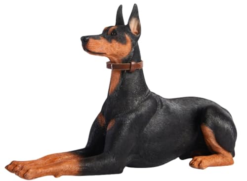 HiPlay JXK Collectible Dog Figure: Doberman Pinschers, Expertly Hand-Painted, Lifelike, Safe Resin, 1:6 Scale Miniature Animal Figurine