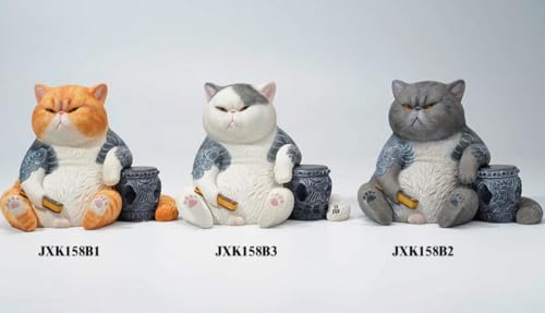 HiPlay JXK Collectible Cat Figure: Dying is as Natural as Living, Expertly Hand-Painted, Lifelike, Safe Resin, 1:12 Scale Miniature Animal Figurine