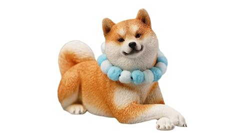 HiPlay JXK Collectible Dog Figure: Prone Postion Shiba lnu, Expertly Hand-Painted, Lifelike, Safe Resin, 1:6 Scale Miniature Animal Figurine JXK066A