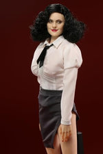 1/6 Scale Figure Doll Clothes: Blue Long Sleeve Blouse Wrap Skirt for 12-inch Collectible Action Figure
