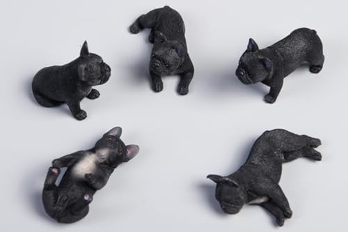 HiPlay JXK Collectible Dog Figure: Miniature French Bulldog, Expertly Hand-Painted, Lifelike, Safe Resin, 1:12 Scale Miniature Animal Figurine