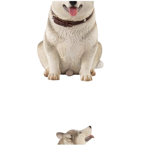 HiPlay JXK Collectible Dog Figure: Fat Husky, Expertly Hand-Painted, Lifelike, Safe Resin, 1:6 Scale Miniature Animal Figurine