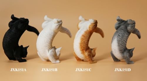 HiPlay JXK Collectible Cat Figure: Yoga Cat 2.0, Expertly Hand-Painted, Lifelike, Safe Resin, 1:6 Scale Miniature Animal Figurine