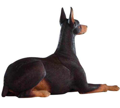 HiPlay JXK Collectible Dog Figure: Doberman Pinschers, Expertly Hand-Painted, Lifelike, Safe Resin, 1:6 Scale Miniature Animal Figurine