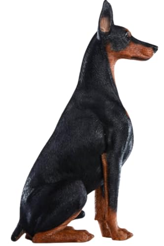 HiPlay JXK Collectible Dog Figure: Doberman Pinschers, Expertly Hand-Painted, Lifelike, Safe Resin, 1:6 Scale Miniature Animal Figurine