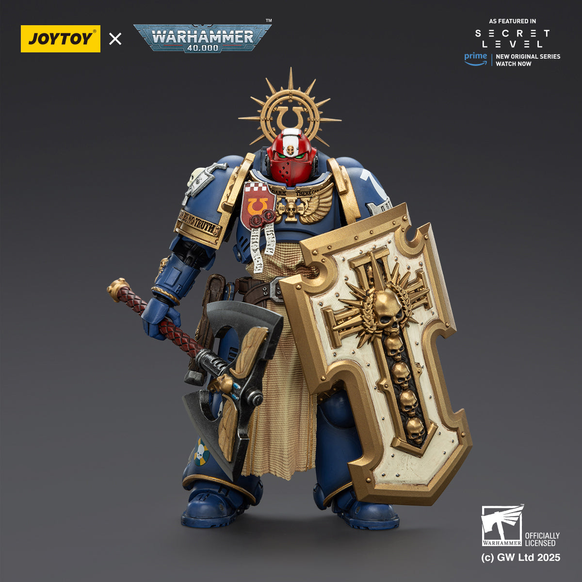 JOYTOY Warhammer Ultramarines Torvald with Power Sword Levantus with Power Sword Metaurus with Power Axe Titus with Laurels of Victory 1/18 Scale Action Figure