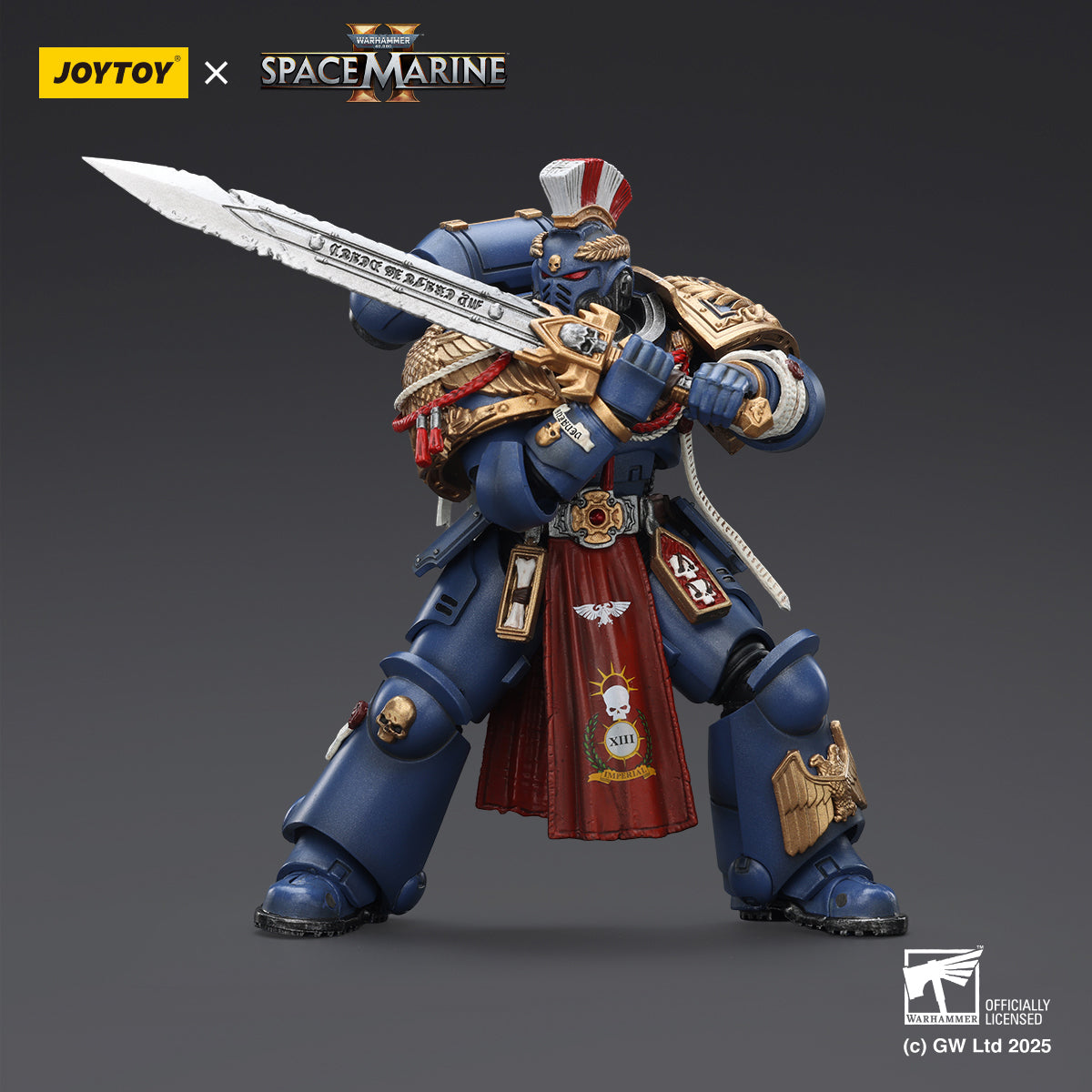 JOYTOY Ultramarines Relic Primus Armour with Plasma Pistol and Combat Blade & Ultramarines Heavy Artificer Armor with Relic Multi-Melta & Ultramarines Heavy Relic Primus Armor with Heavy Relic Bolt Rifle