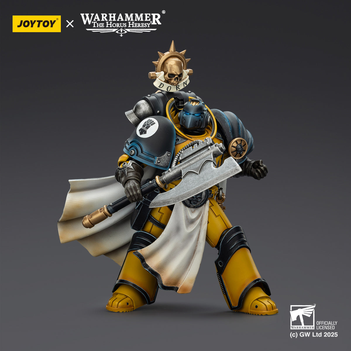 JOYTOY Warhammer Imperial Fists Librarian Consul with Force Axe and Bolt Pistol & Legion Praetor in Tartaros Terminator Armour with Power Sword and Vigil Storm Shield