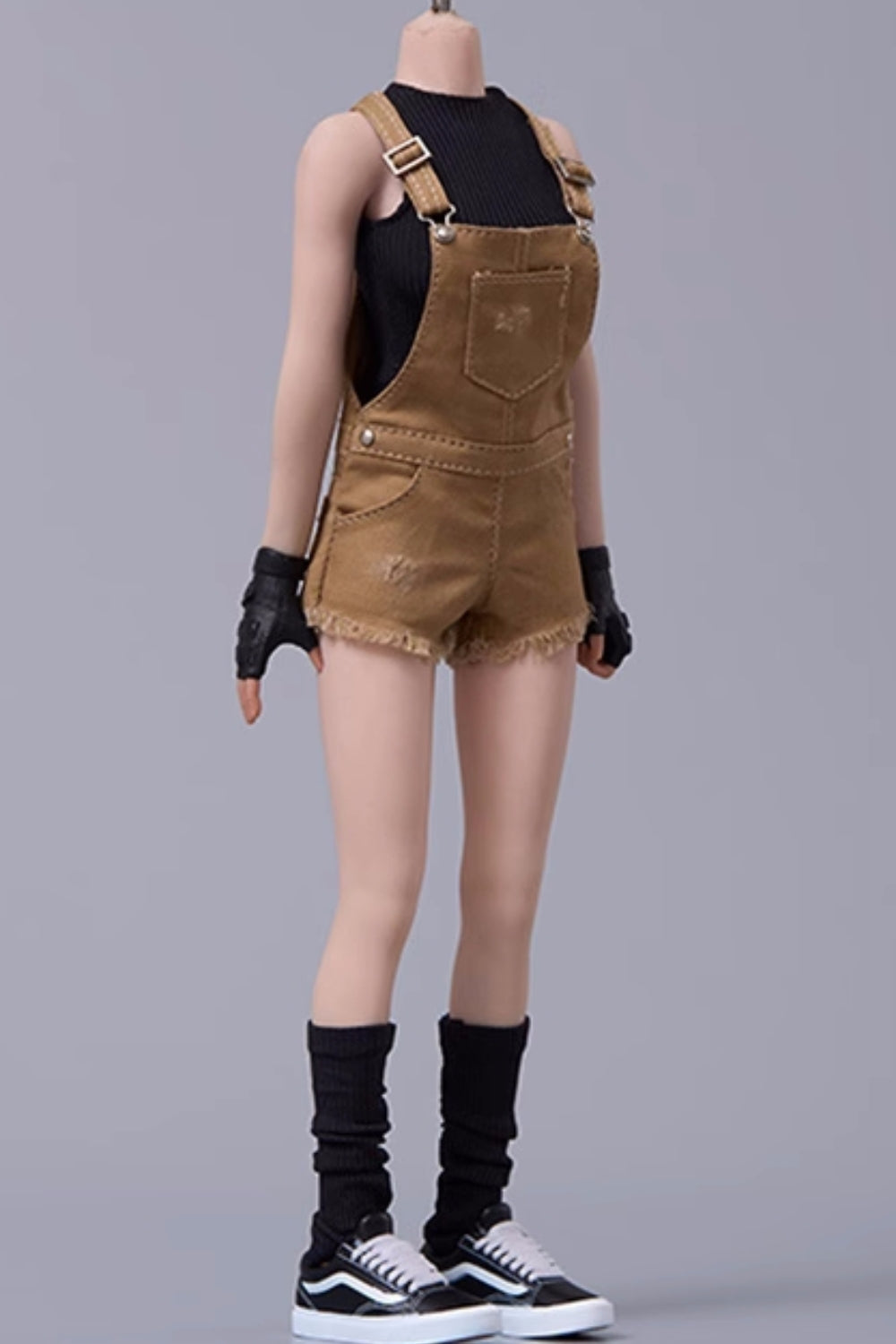 Cdtoys Female Figure Doll Clothes: khaki Suspender Shorts For Female 12-inch Action Figure