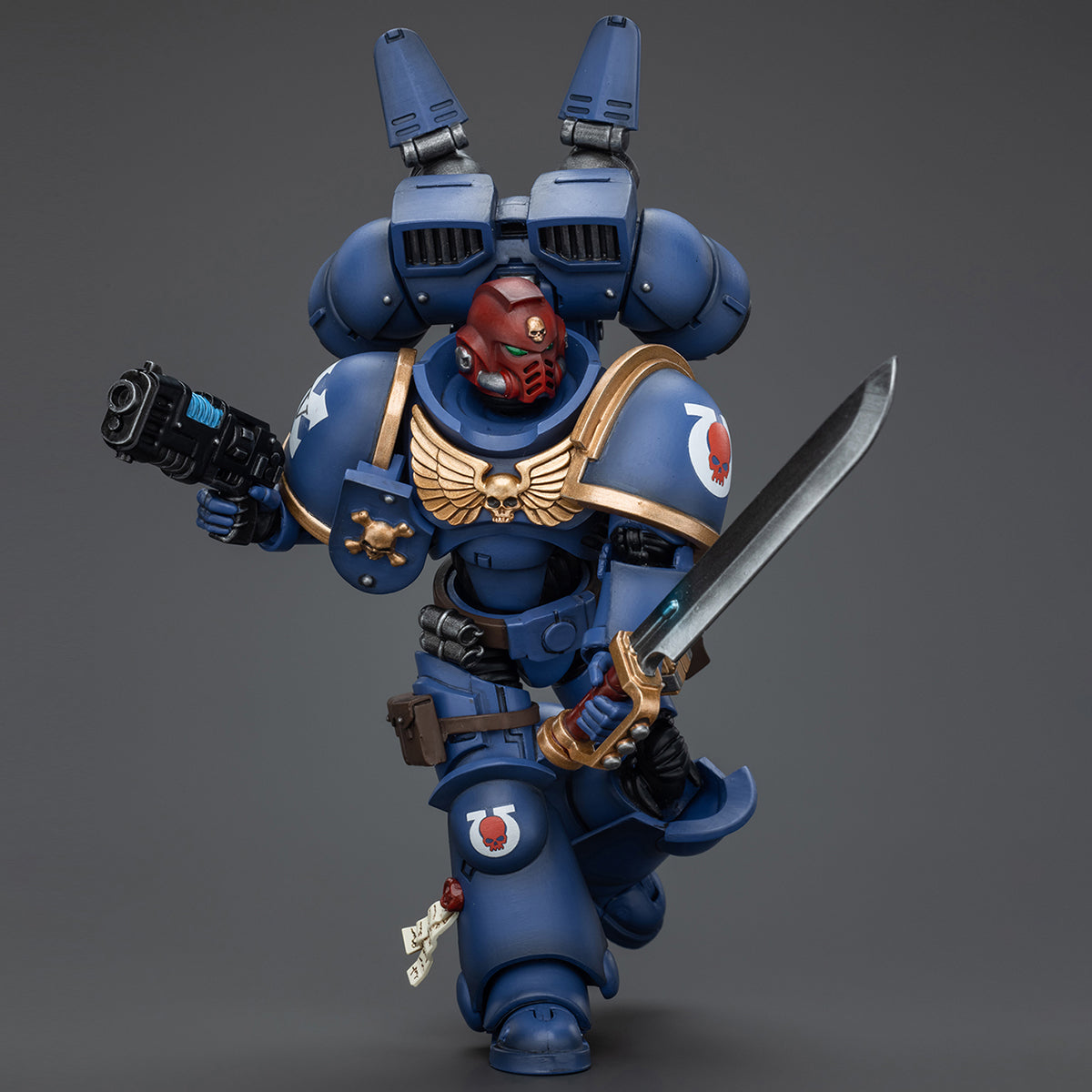 HiPlay JoyToy Warhammer 40K Collectible Figure: Ultramarines Jump Pack Intercessors Sergeant with Plasma Pistol and Power Sword 1:18 Scale Action Figures JT1378