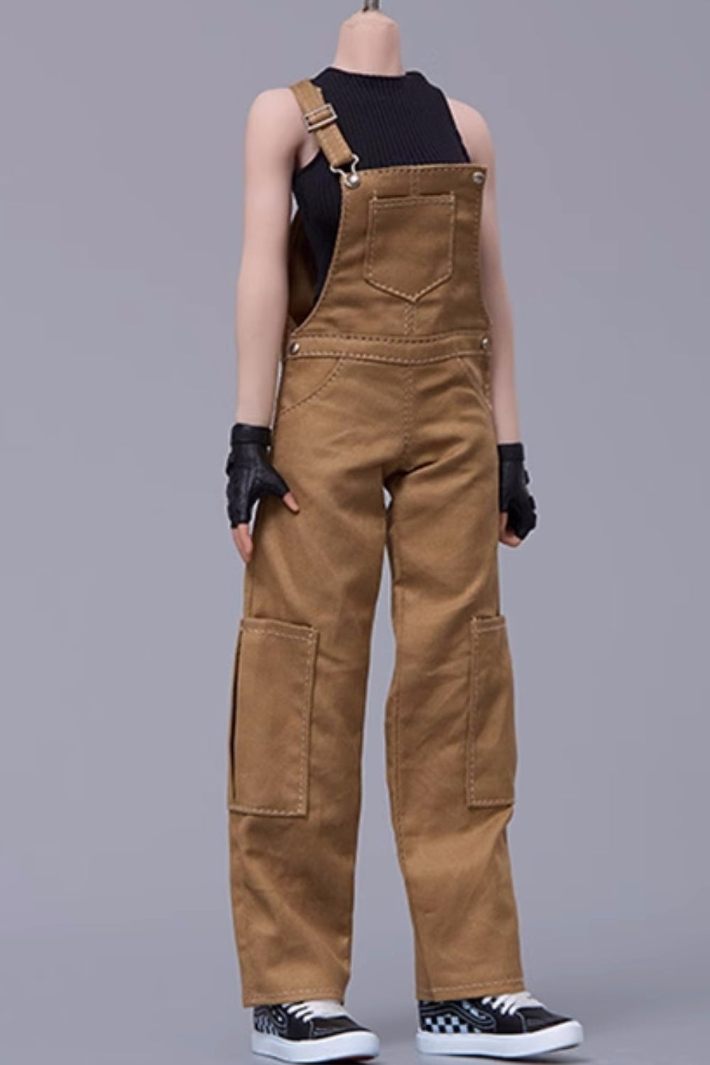 Cdtoys Female Figure Doll Clothes: khaki Suspender Pants For Female 12-inch Action Figure
