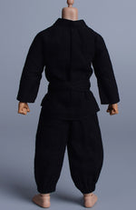 Vêtements de poupée ATStory : Tenue de combat de moine martial, noire, pour figurine d'action