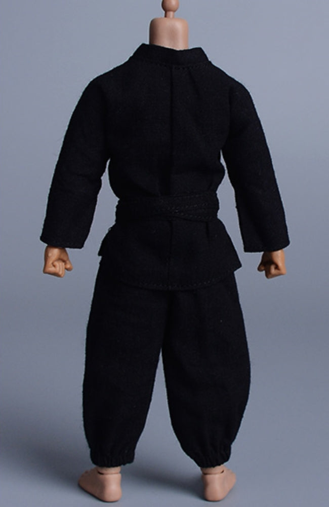 Vêtements de poupée ATStory : Tenue de combat de moine martial, noire, pour figurine d'action