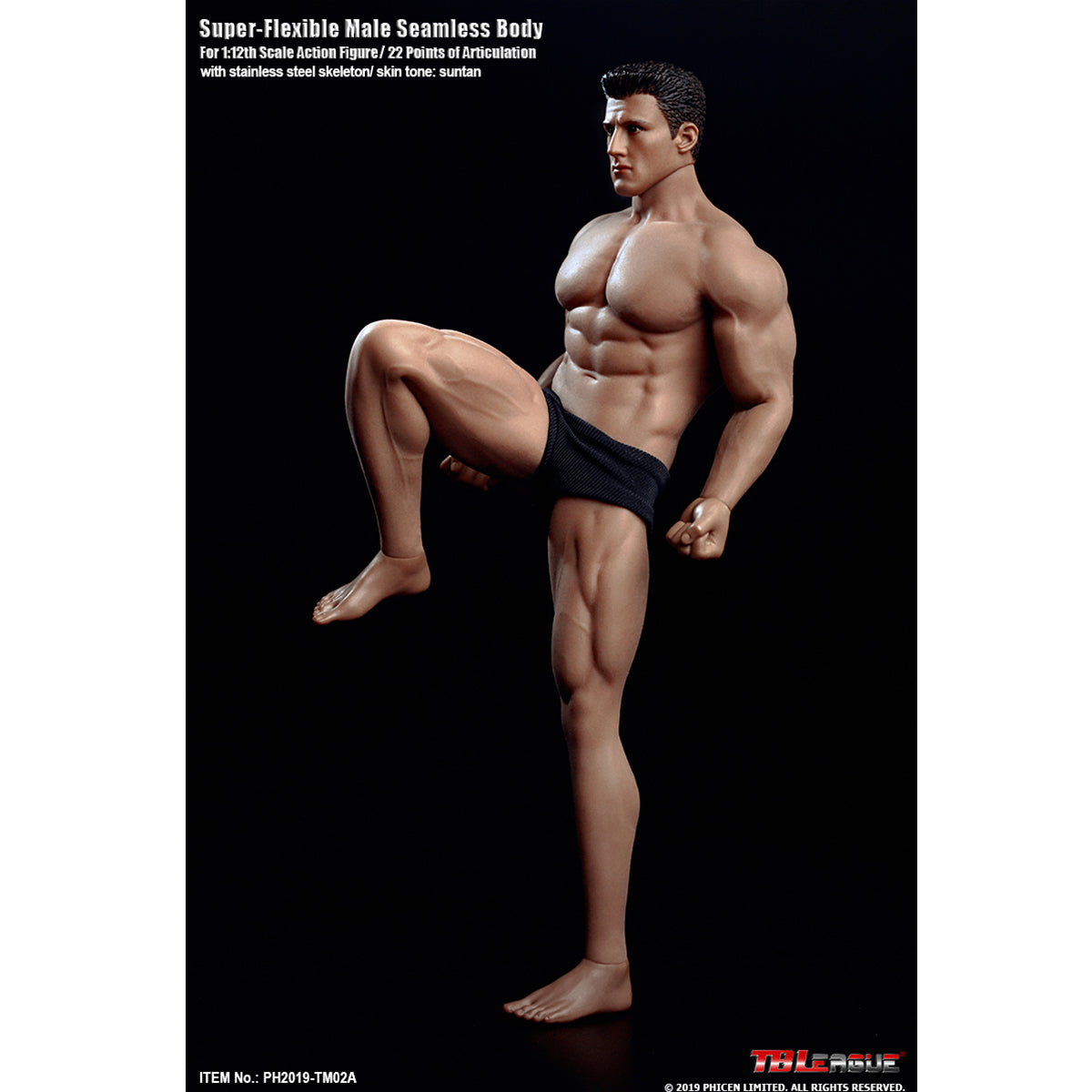 TBLeague, Seamless Muscular Male Body Suntan-Skin with Head Sculpt, Action Figures Body