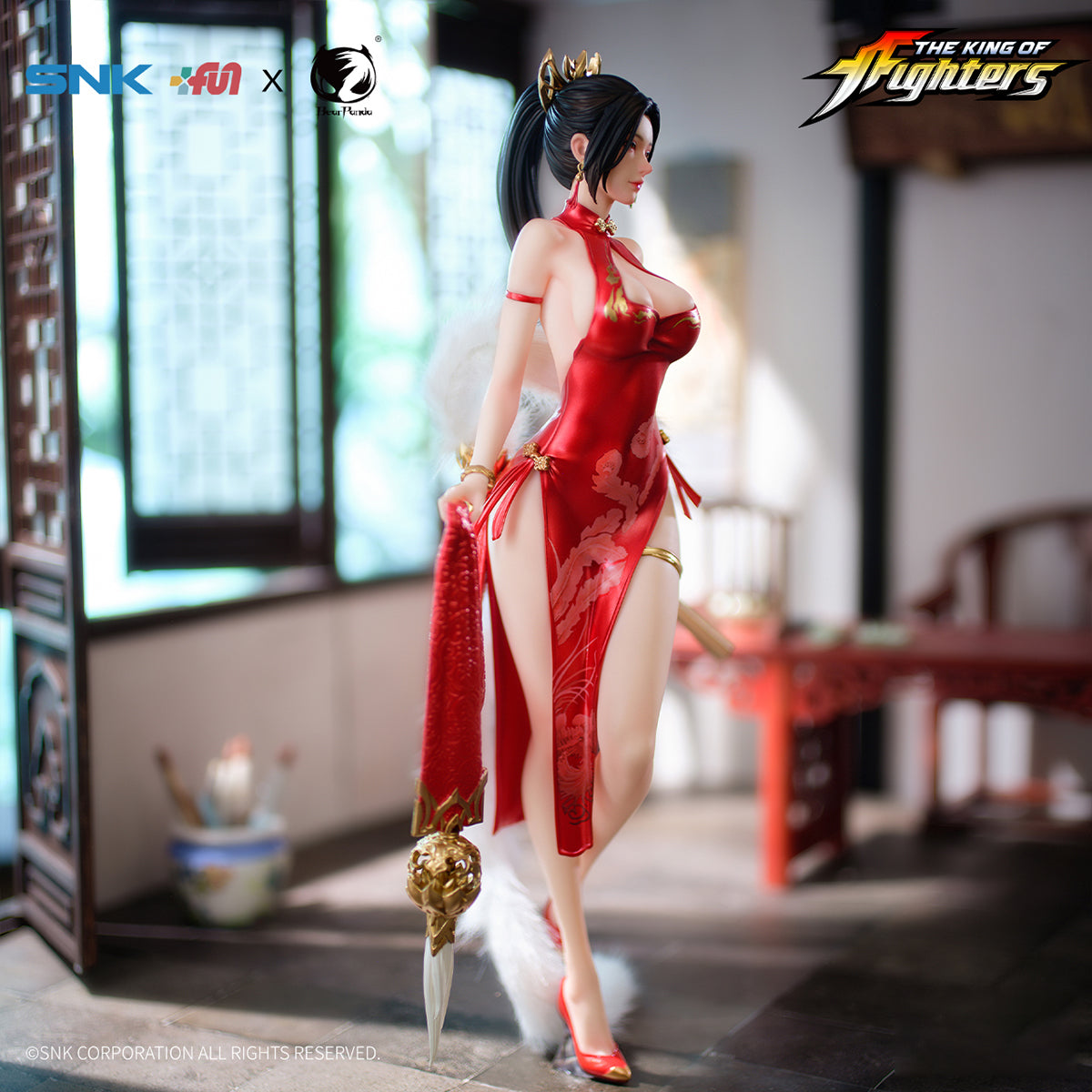 Figurine d'anime BearPanda Mai Shiranui en chemise rouge dansante