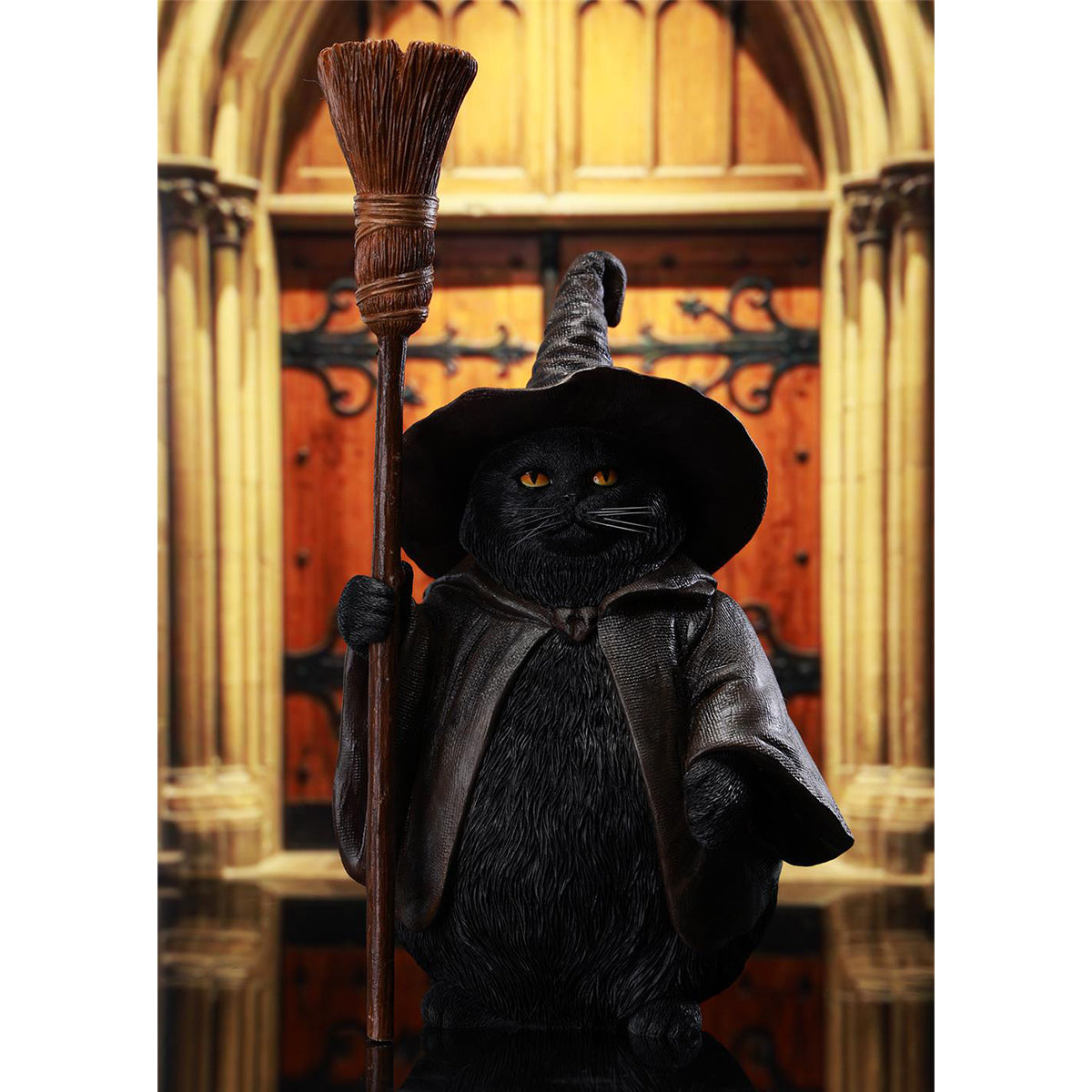 JXK Wizard Cat Black Animal Figurine