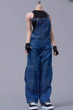 Cdtoys Female Figure Doll Clothes: Denim Suspender Jeans For Female 12-inch Action Figure