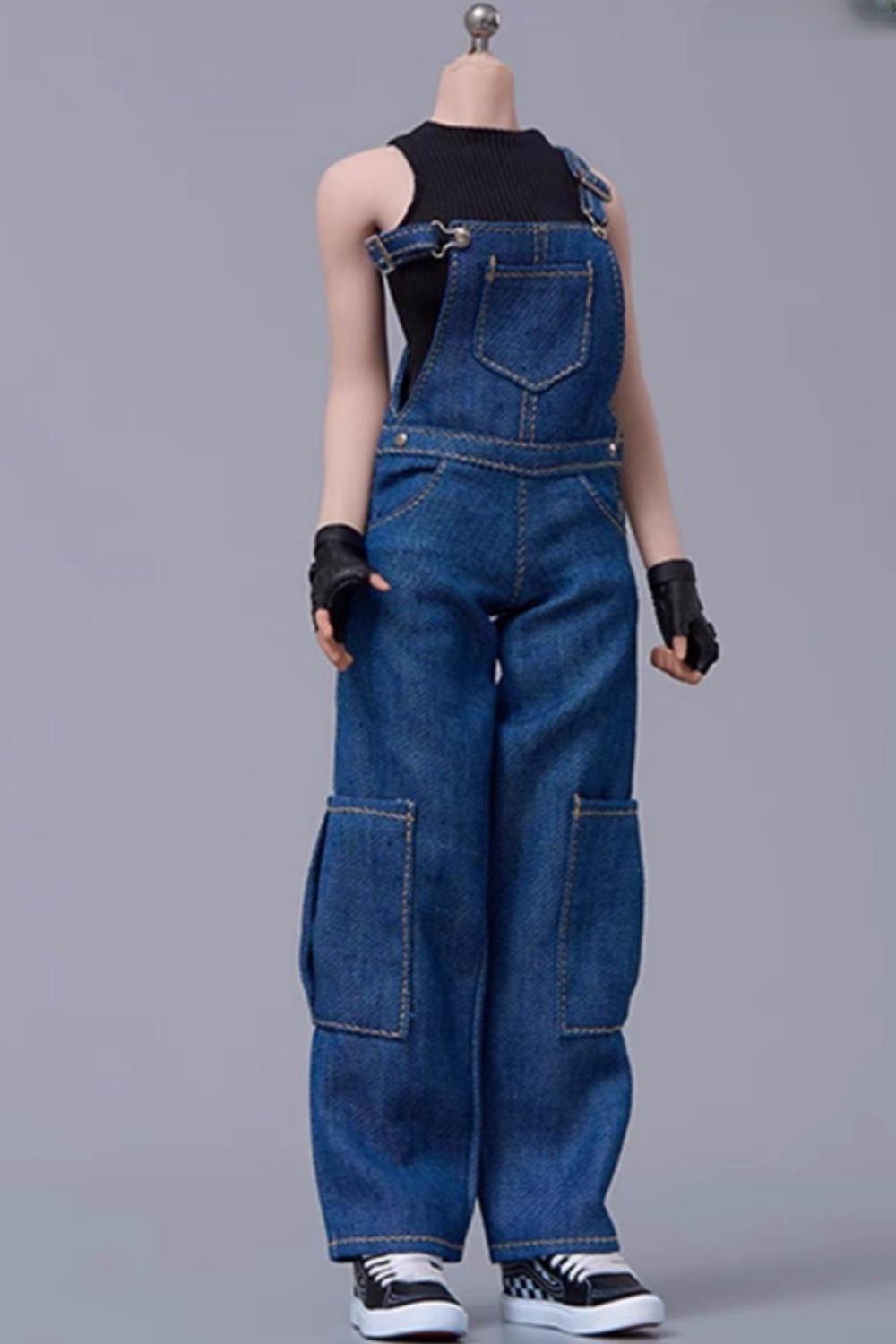 Cdtoys Female Figure Doll Clothes: Denim Suspender Jeans For Female 12-inch Action Figure