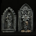 Xinglan Workshop 1/12 diorama base — Close-up of two sculpted gothic wall panels
