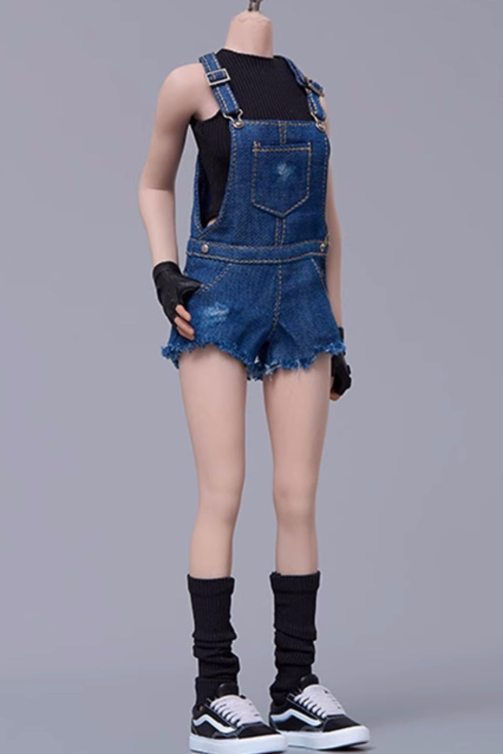 Cdtoys Female Figure Doll Clothes: Suspender Shorts Denim For Female 12-inch Action Figure