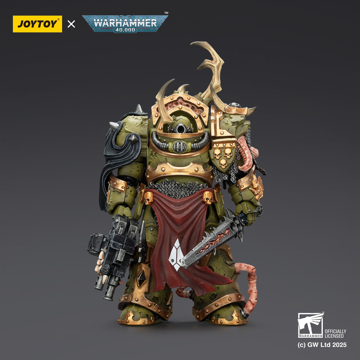 JOYTOY Warhammer Death Guard Blightlord Terminator & Plague Marine Icon bearer with Boltgun and Plague knife 1/18 Scale Action Figure
