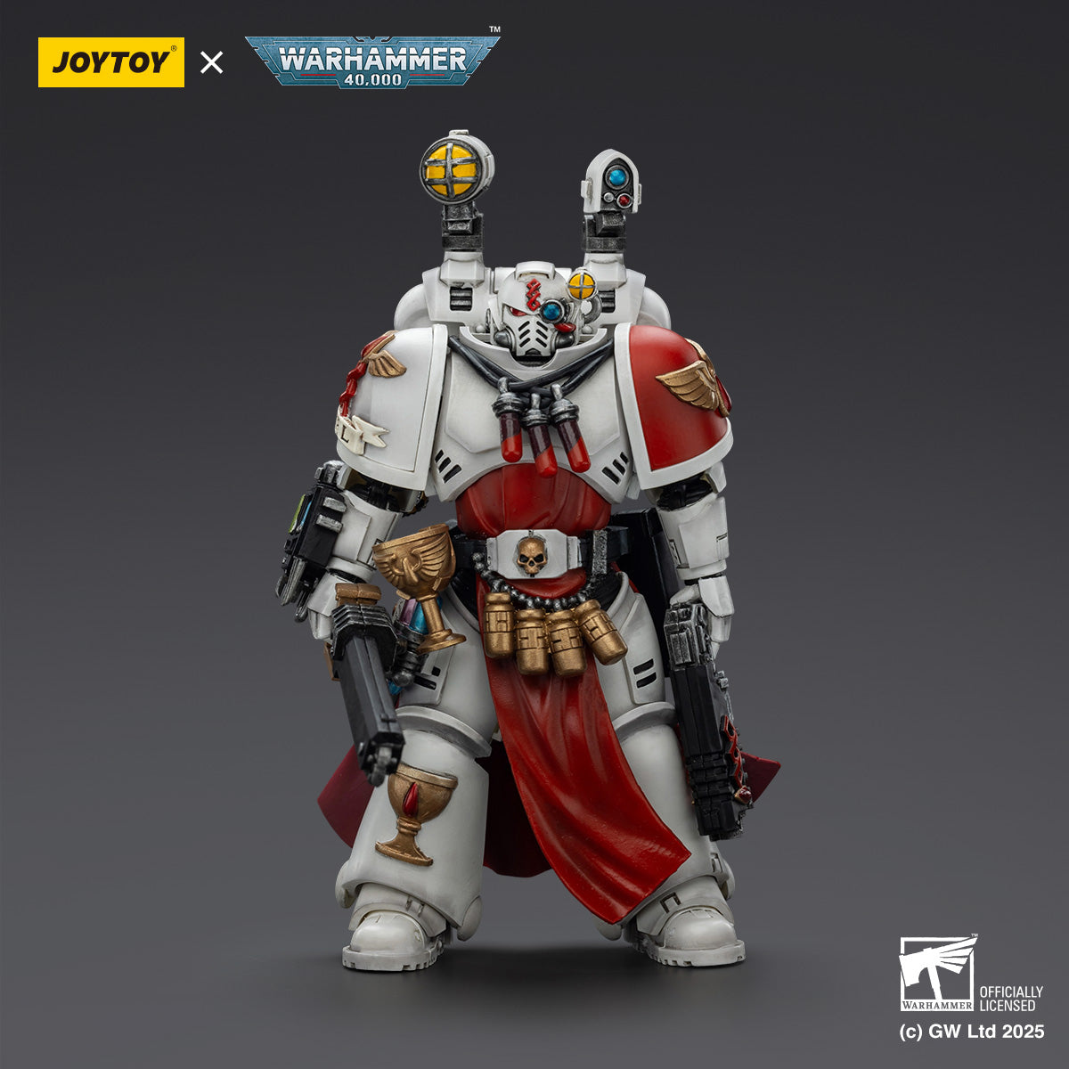 JOYTOY Warhammer 40,000 Blood Angels Captain with Heavy Bolt Pistol & Power Sword, Inferno Pistol & Power Fist, Sanguinary Priest 1/18 Scale Action Figure