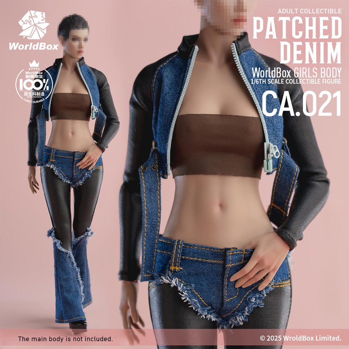 Worldbox Retro Patchwork Denim Suit CA021 Doll Clothes Accessory 1/6 Scale Fit Silicone Action Figure